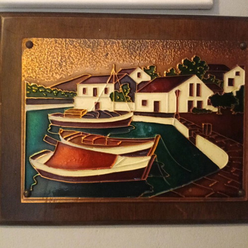 Chalcography painting with enamel like new 27x35