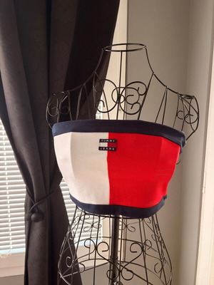 Tommy Jeans top, white and red, size M