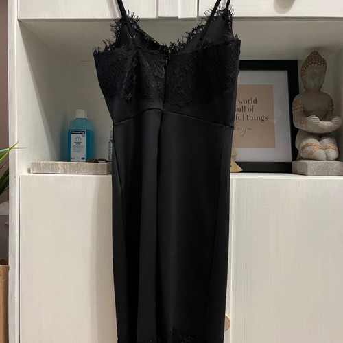 Midi black tight dress with lace used, size XS-S