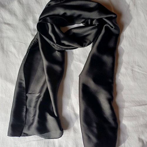 Women's classic black scarf like new, lightweight and semi-transparent