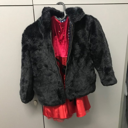 Pepe Jeans fur jacket and dress set used for girl 5-6 years old
