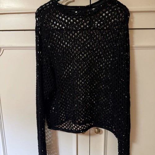 Zara black mesh blouse with small discreet sequins like new, size M