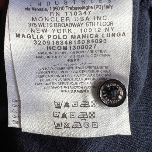 Moncler long sleeve polo shirt, blue, size XXL