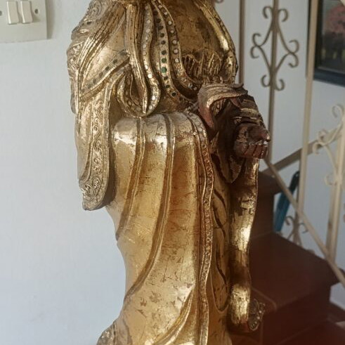 Guanyin Wooden Gilded Statue 80cm used, vintage