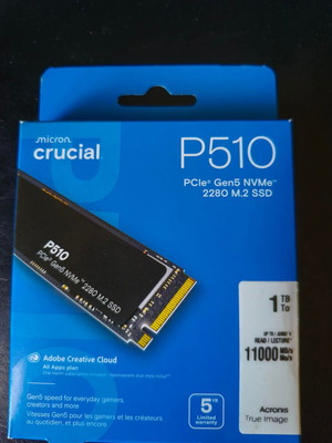 Crucial P510 SSD 1TB M.2 PCIe Gen5 new, high speed