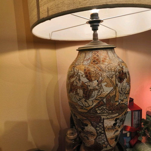 Antique authentic Satsuma porcelain lamp XL like new