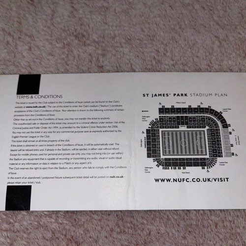 Newcastle Liverpool match ticket used 2017