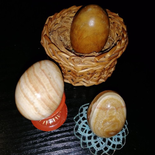 Handmade painted eggs used, set of 7 with Orthodox images