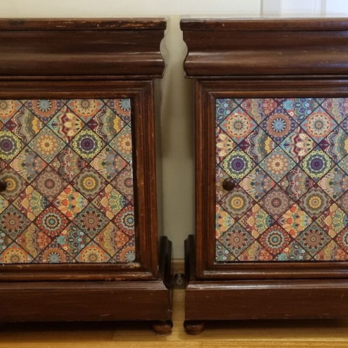 Nightstands used set of two with drawers and cabinet