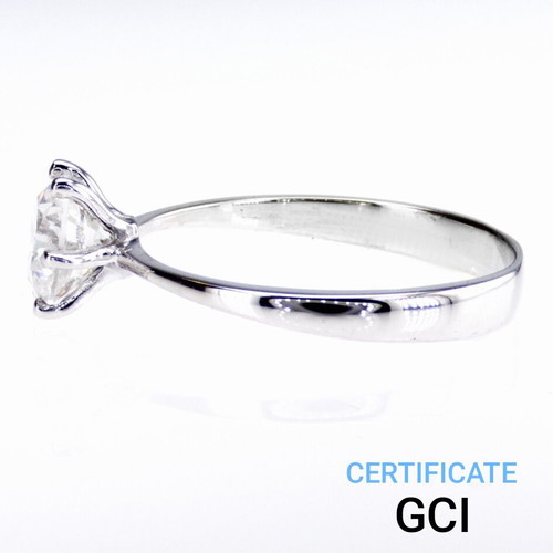 Diamond ring 1.02 ct D color, 585/14K white gold, new