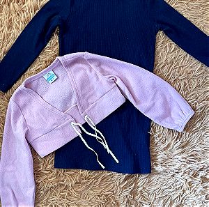 Παιδικό σετ για κορίτσι 3 ετών 98cm μπλε σκούρο μπλουζοφορεμα και μπολερό ροζ φλις