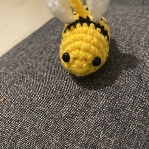 Handmade bee keychains pack of 10, black and yellow