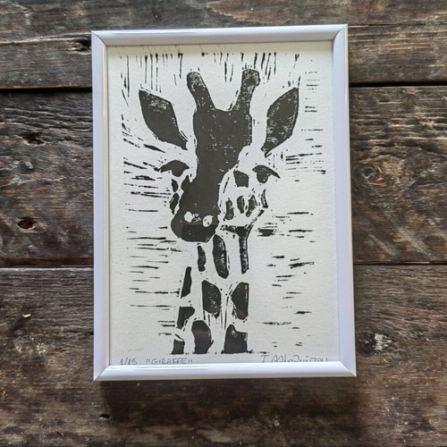 Giraffe linocut new, numbered and signed artwork
