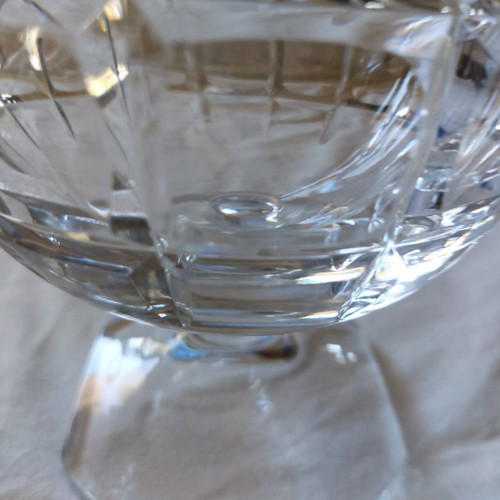 Crystal vase with foot from France used, antique 18×18 cm