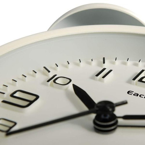 Eachui retro analog alarm clock with double bell and night light, white