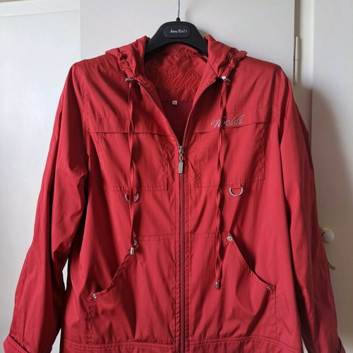 Thin jacket used spring with hood size M red