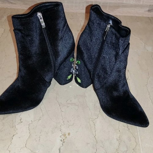 Public Desire women's ankle boots new, velvet with crystals on heels