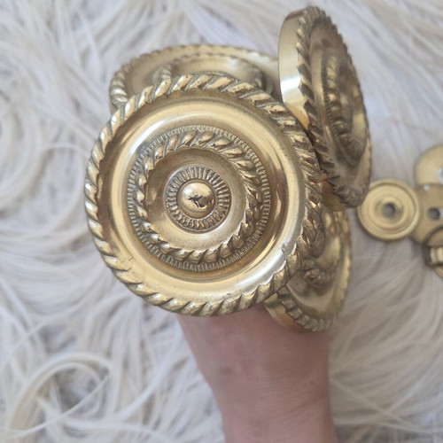 Vintage Brass Curtain Tiebacks Set of 4 Used Medallion Wall Hooks