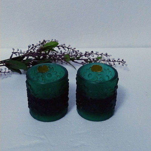 Rudolf Jurnikl Daisies Candle Holders emerald green, new