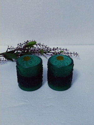 Rudolf Jurnikl Daisies Candle Holders emerald green, new