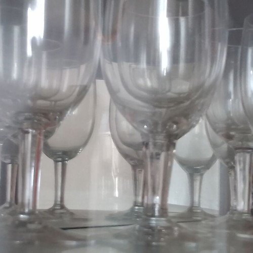 Crystal stemmed glasses like new, set of ten large and ten small