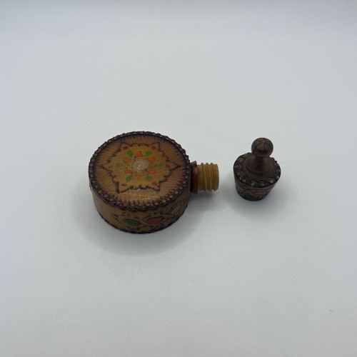 Bulgarian decorative flask used, wooden mini