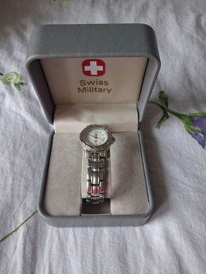 Swiss Alpine Military by Grovana men's watch used silver with steel bracelet