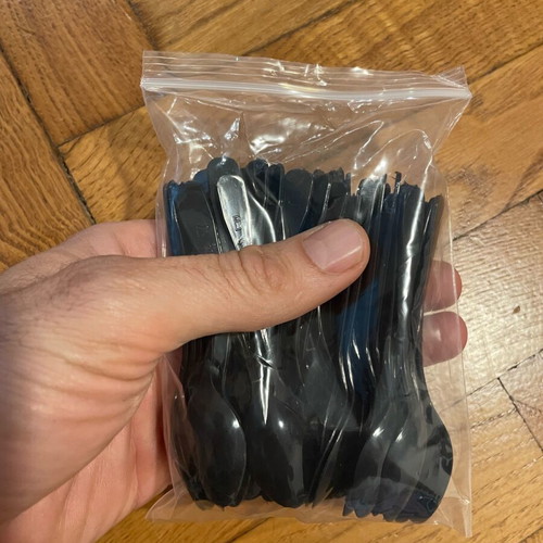 Small plastic spoons new, pack of 49, black