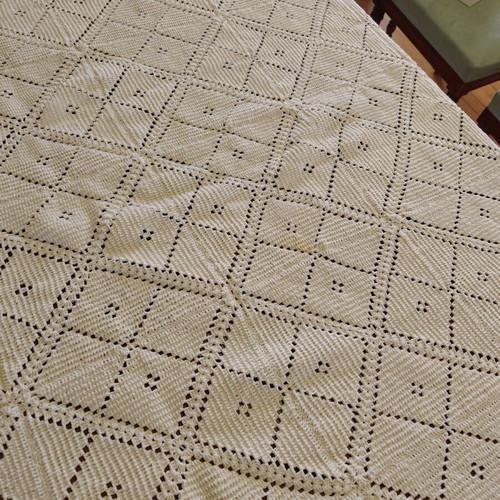 Knitted handmade blanket 200x250 used, beige