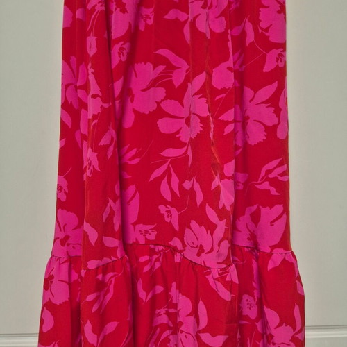 Maxi summer skirt like new, two-tone red-fuchsia, S/M