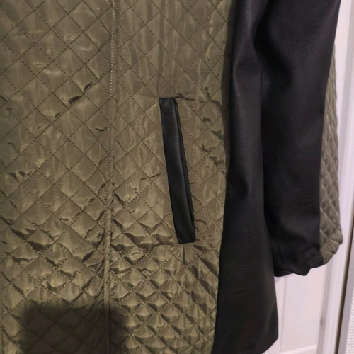 Plus Size Jacket new NoS khaki with black quilted and leather details