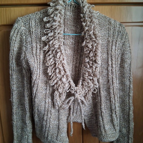 Chunky knit cardigan Sisley used, beige, size M