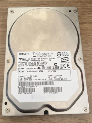 Hitachi IDE HDD 82GB used, 100% health