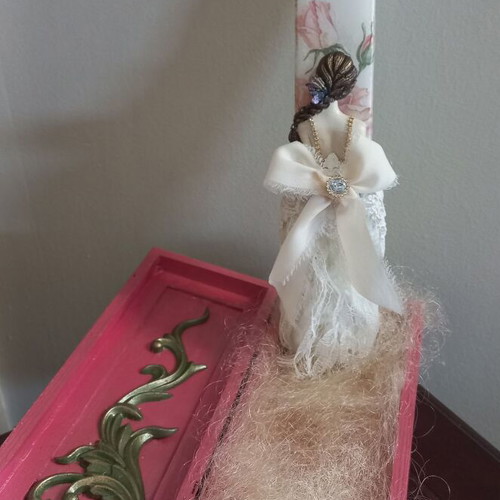 Handmade candle new 30×4 cm with decorative box 43×9×5 cm