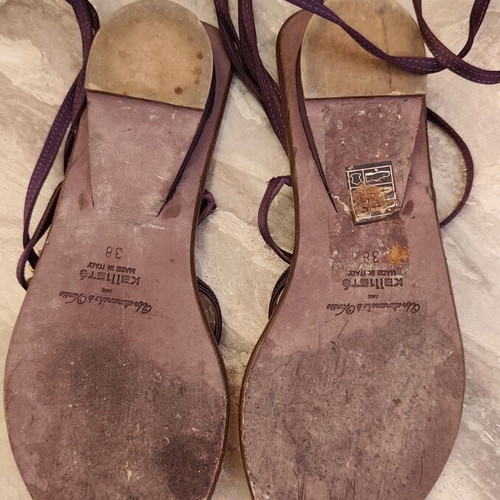 Kalliste leather sandals used, Grecian style with Swarovski stones