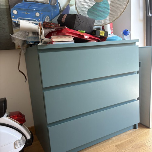 MALM chest of drawers with 3 drawers dark turquoise like new