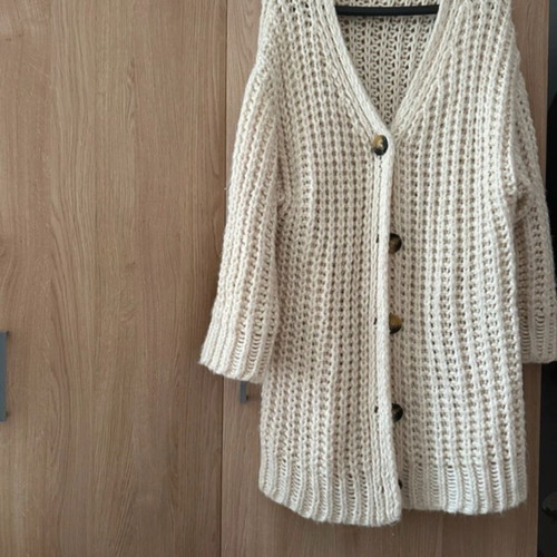 Zara cardigan long thick knit like new, white size M