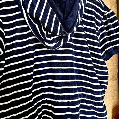 Sugarfree striped short-sleeve jacket white and dark blue like new, size XL