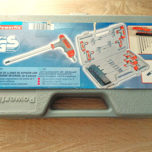 Allen hand tool set with handle, like new, with case and wall mount