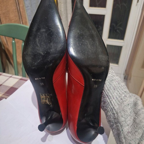Haralas red pumps like new, size 39, genuine leather