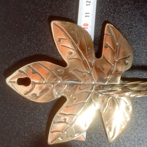 Vintage brass wall hook with leaves used