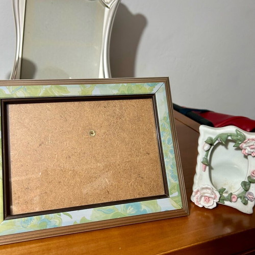 Photo frames wooden and ceramic new, set of 2 pieces