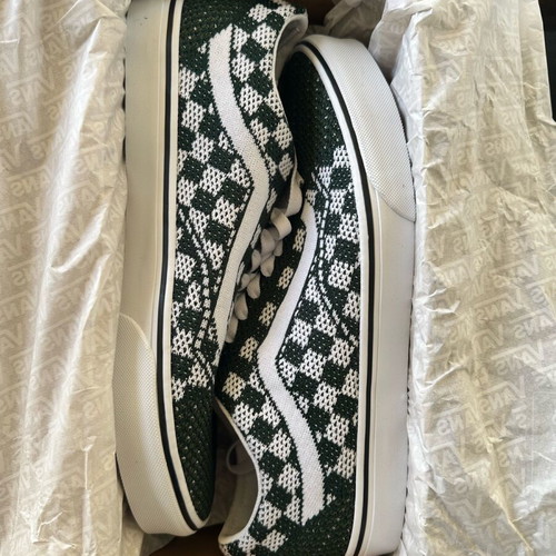 Vans Old Skool EK Checkerboard casual shoes new, size 44.5, white and green