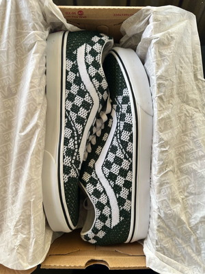 Vans Old Skool EK Checkerboard casual shoes new, size 44.5, white and green