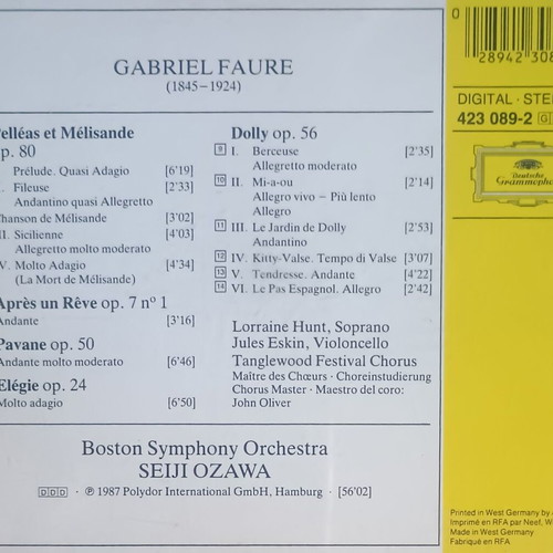 Faure Pelleas et Melisande CD used, classical