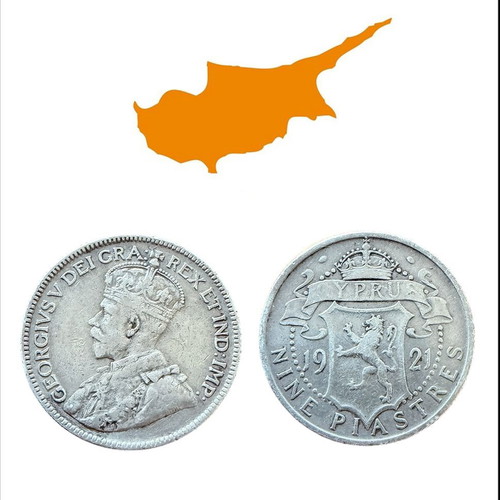 9 Piastres 0.925 1921 Cyprus George V Coin like new