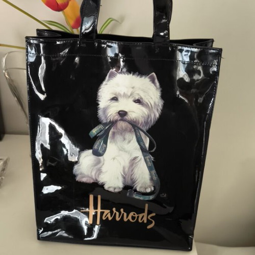 Harrods Westie bag authentic used black PVC