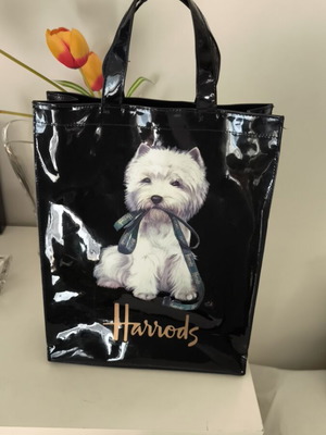 Harrods Westie bag authentic used black PVC