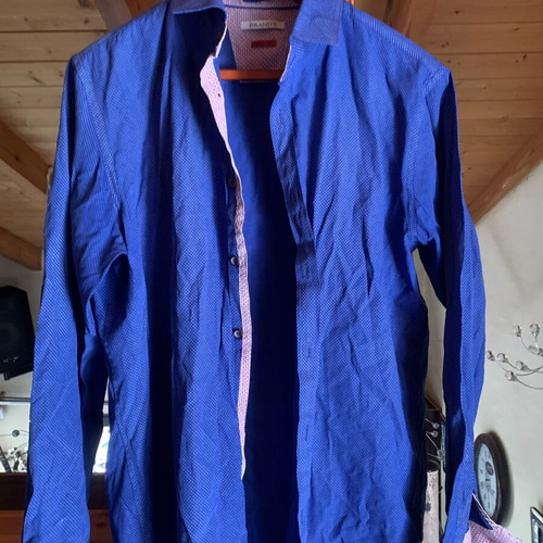 Brand's men's long-sleeve tailor fit shirt XXL like new, blue with red details