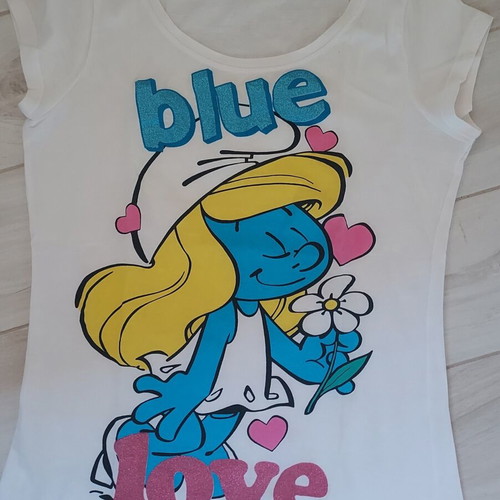 Oysho Smurfette T-shirt like new, size L, white